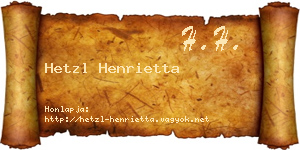 Hetzl Henrietta névjegykártya